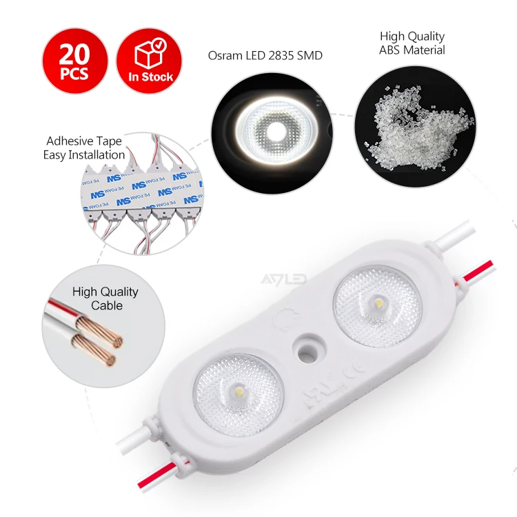 High brightness led injection modules backlight 2 led module 24V 12V outdoor led module for led sign board