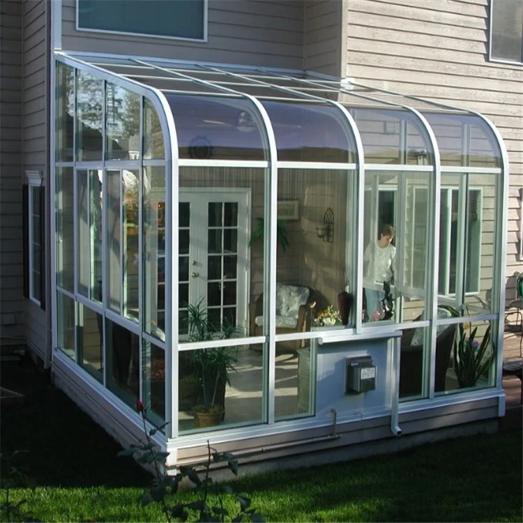 Gaoming prefabricated automatic glass conservatory glass house for Balcony and Veranda patio enclosures