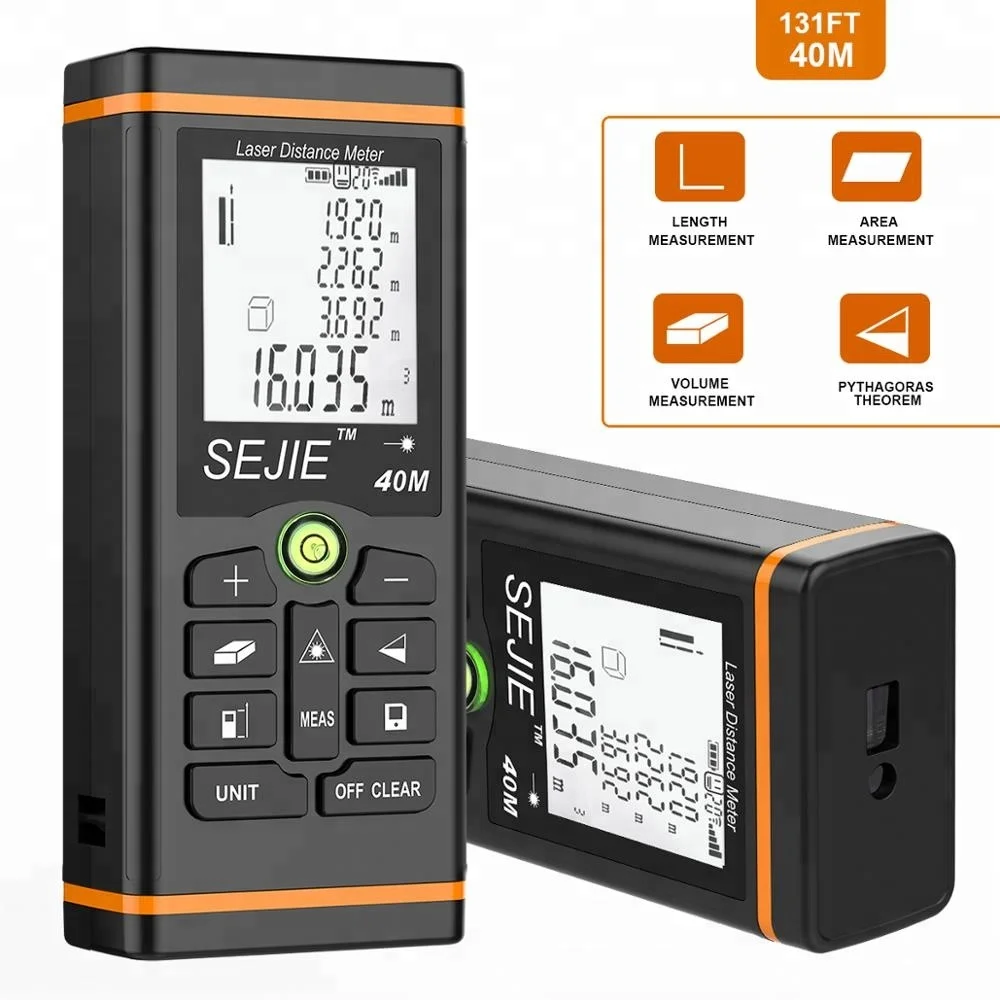 
100M Laser Distance Meter Measuring Device Laser Tape Measure Rangefinder Pythagorean Mode/Measure Area Volume Capacity 