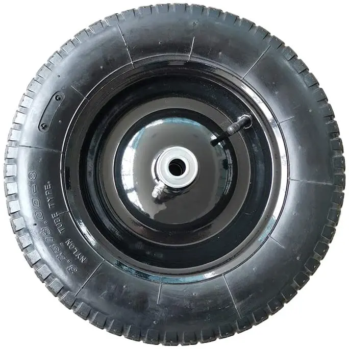 
14 in 3.25/3.00-8 rubber wheel tyre for wheelbarrow pneumatic rubber wheel 3.00-8 with metal rim to USA trolley 