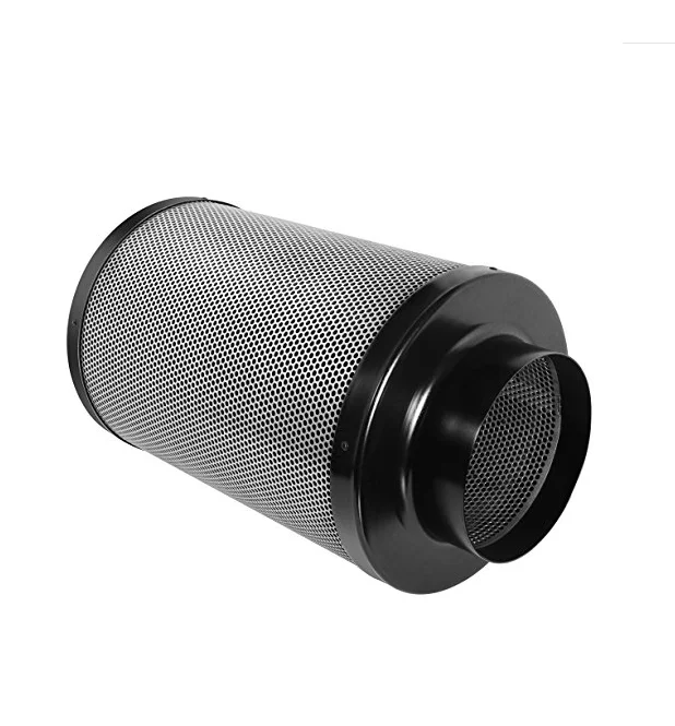 Hydroponics grow system round silver activated carbon exhaust filter cylinder