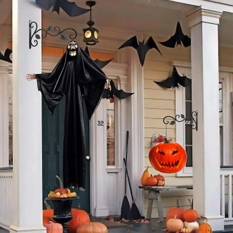 Iron Outdoor Hanging Brackets Wall Garden Plant Hooks Metal Brackets for Solar Light Bird Feeder Lantern Wind Chimes with Screws