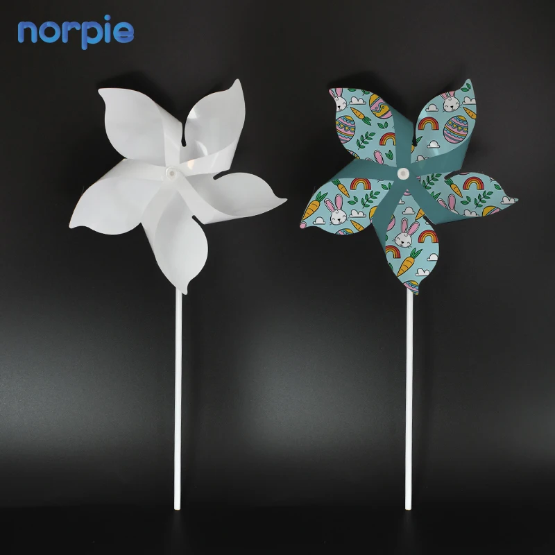 Custom Diy Printing Home Garden Kids Gifts Blank Hexagon Sublimation Blank Pet Plastic Windmill