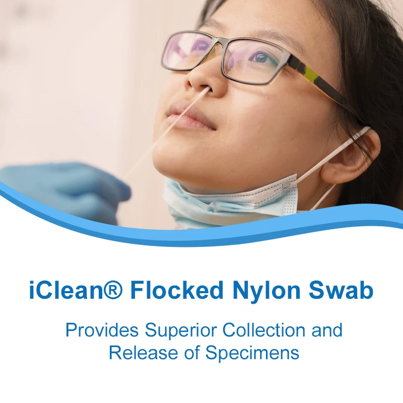 Disposable Nasopharyngeal Swab Specimen Collection Sampling Swab Flocked Nasal Sterile Swab