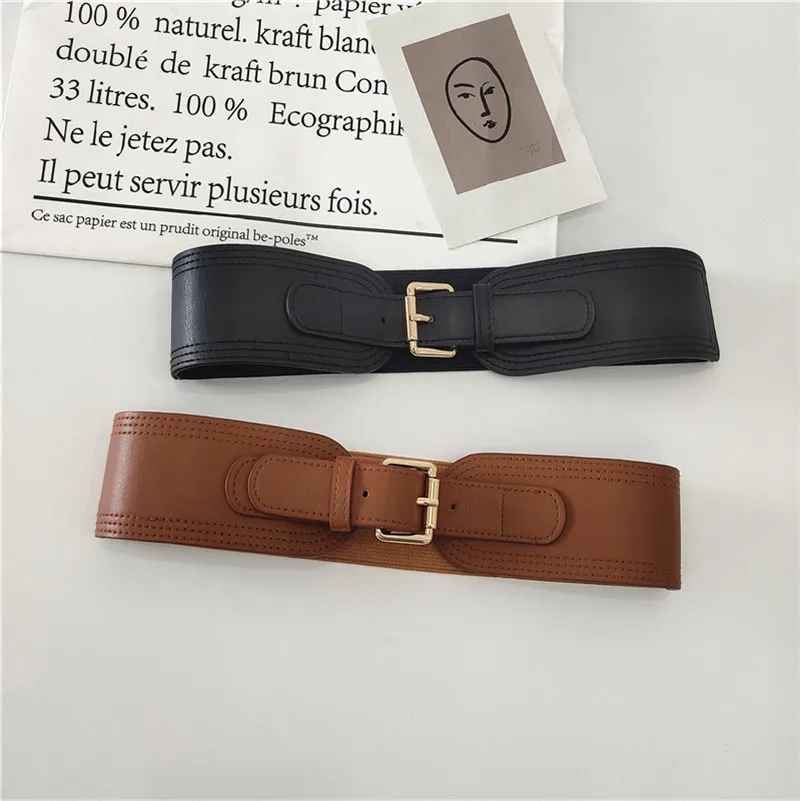 Лидер продаж, Женская эластичная лента из полиуретана с клипсой, Пряжка из сплава, широкий модный ремень для платья