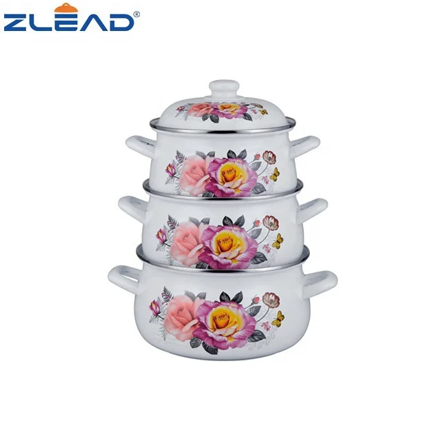 Zhili 811D Cookware Set Pot Enamel Clear Glass Cooking Pot