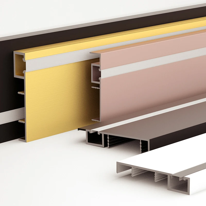 Aluminum alloy skirting boar with lamp skirting cord  home decoration hotel stairs luminous skirting board cabinet baseboard