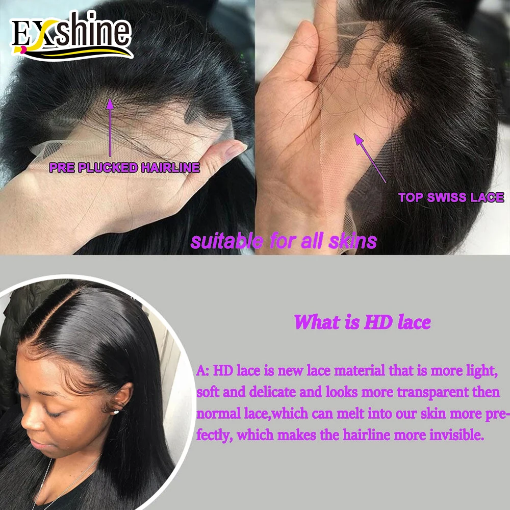 
Top Quality Cuticle Aligned Thin Transparent HD Lace Frontal/Closure, Pre Plucked 13x6 Virgin Transparent Swiss HD Lace Frontal 