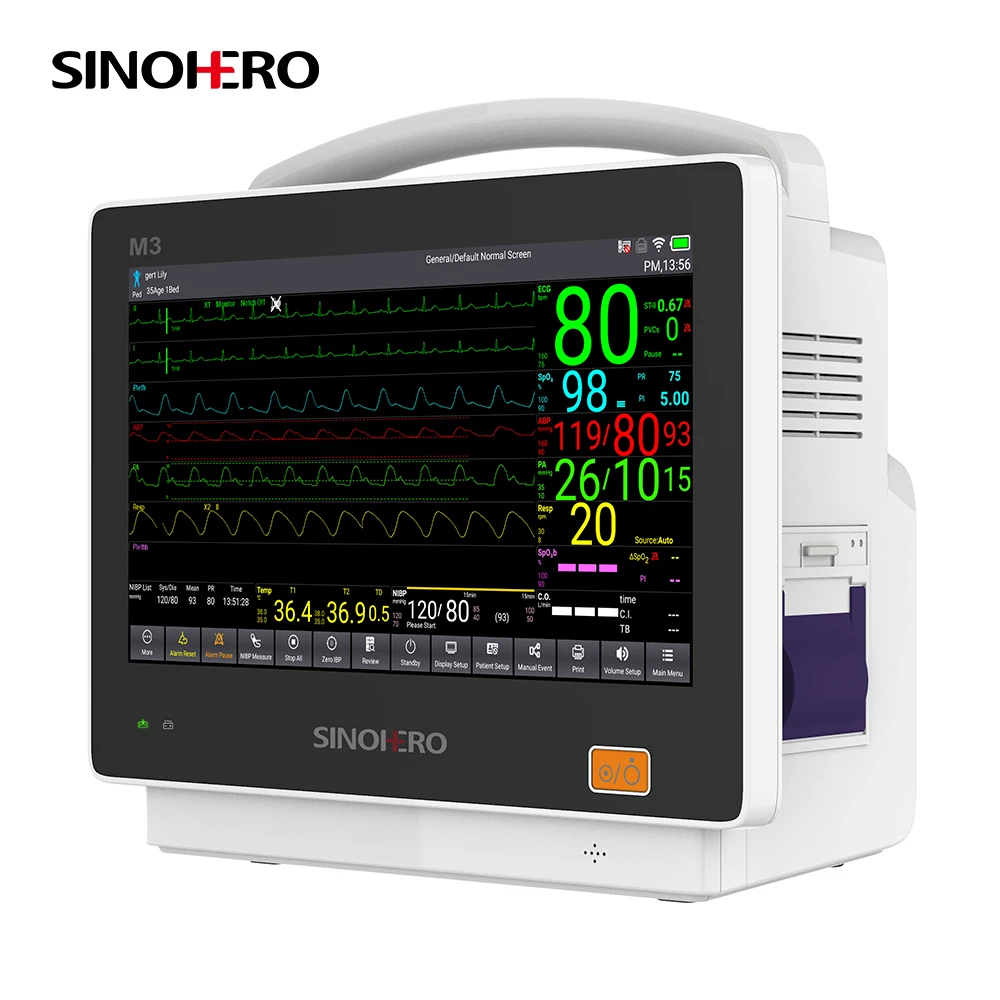Hospital ICU Portable Touch Screen Device Multi-Parameter Electric Powered Heart Rate Cardiac Patient Monitor