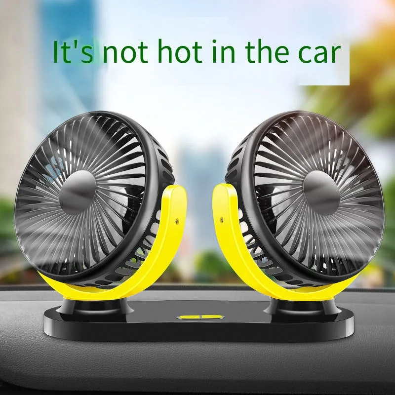 2024 360 Degree Rotatable Vehicle Upgraded Dual Head USB Fan for Car with Powerful Cooling