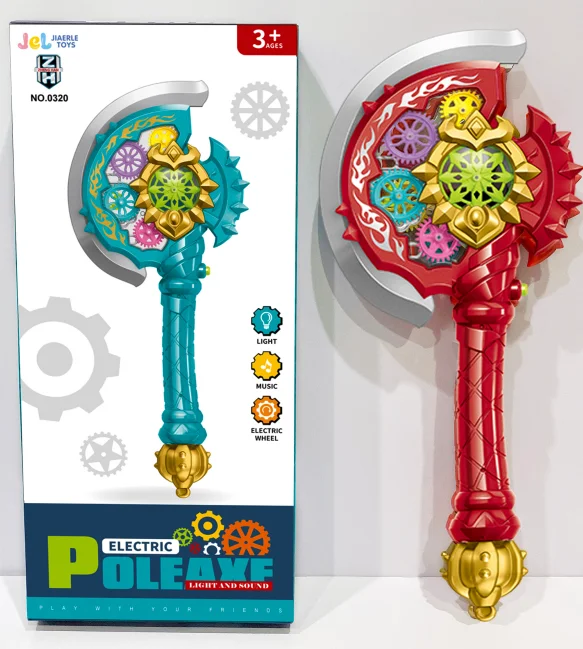 High quality and handsome lighting transparent gear axe sword toy boy puzzle gear toy plastic gear toy