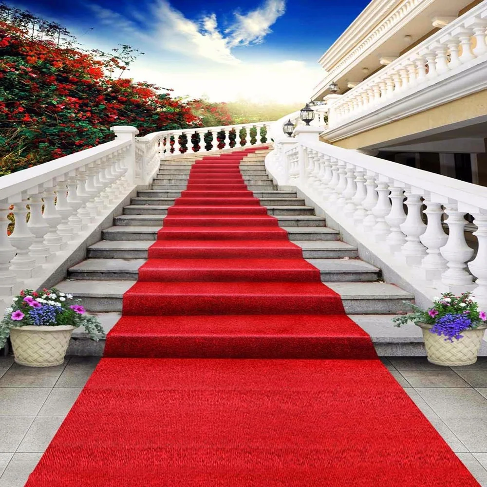 Cheap Rolls Of Carpet Non Woven Needle Punched Polyester Exhibition Chinese Red Carpet Wedding Event Carpet