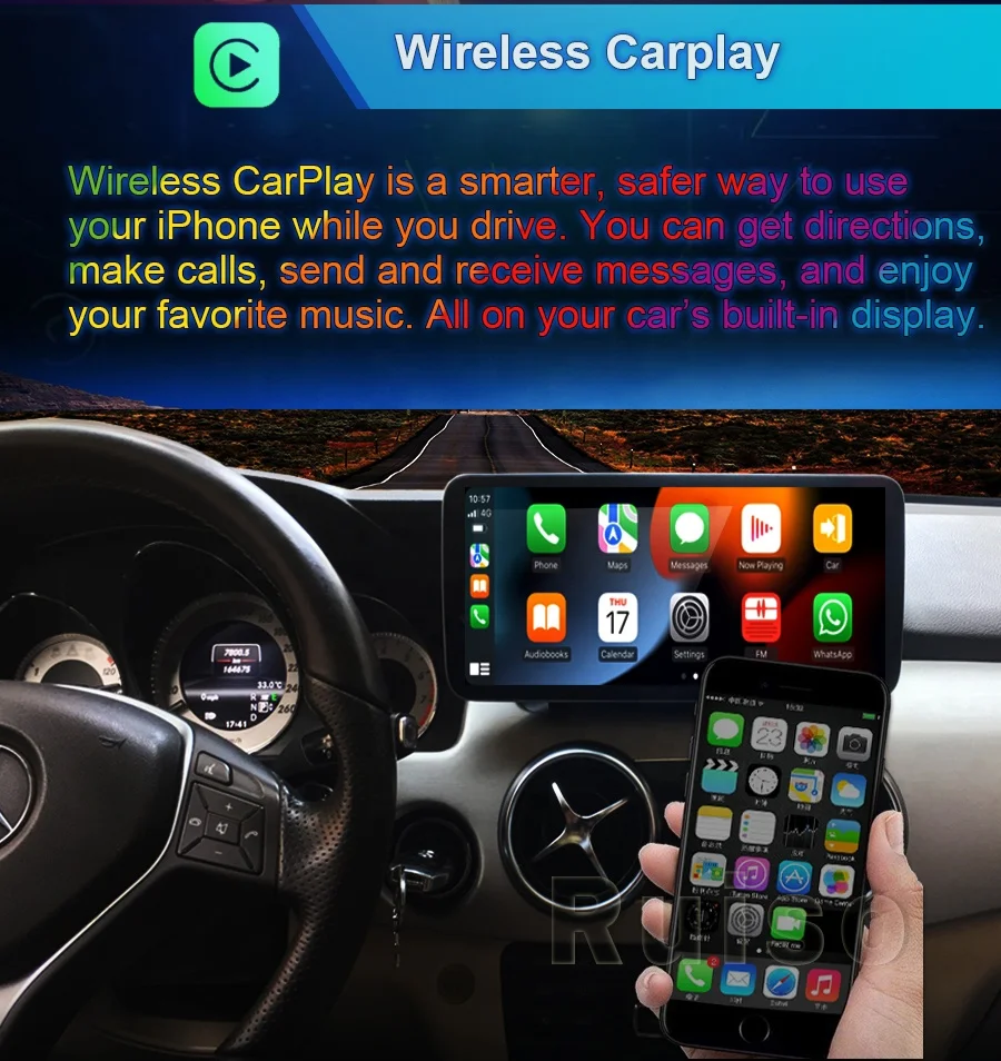 RUISO Wireless CarPlay Android Auto Decoding Box For Benz G-Class W463 2012-2018 G63 G65 AMG G500 G 63 navigation  Box Module