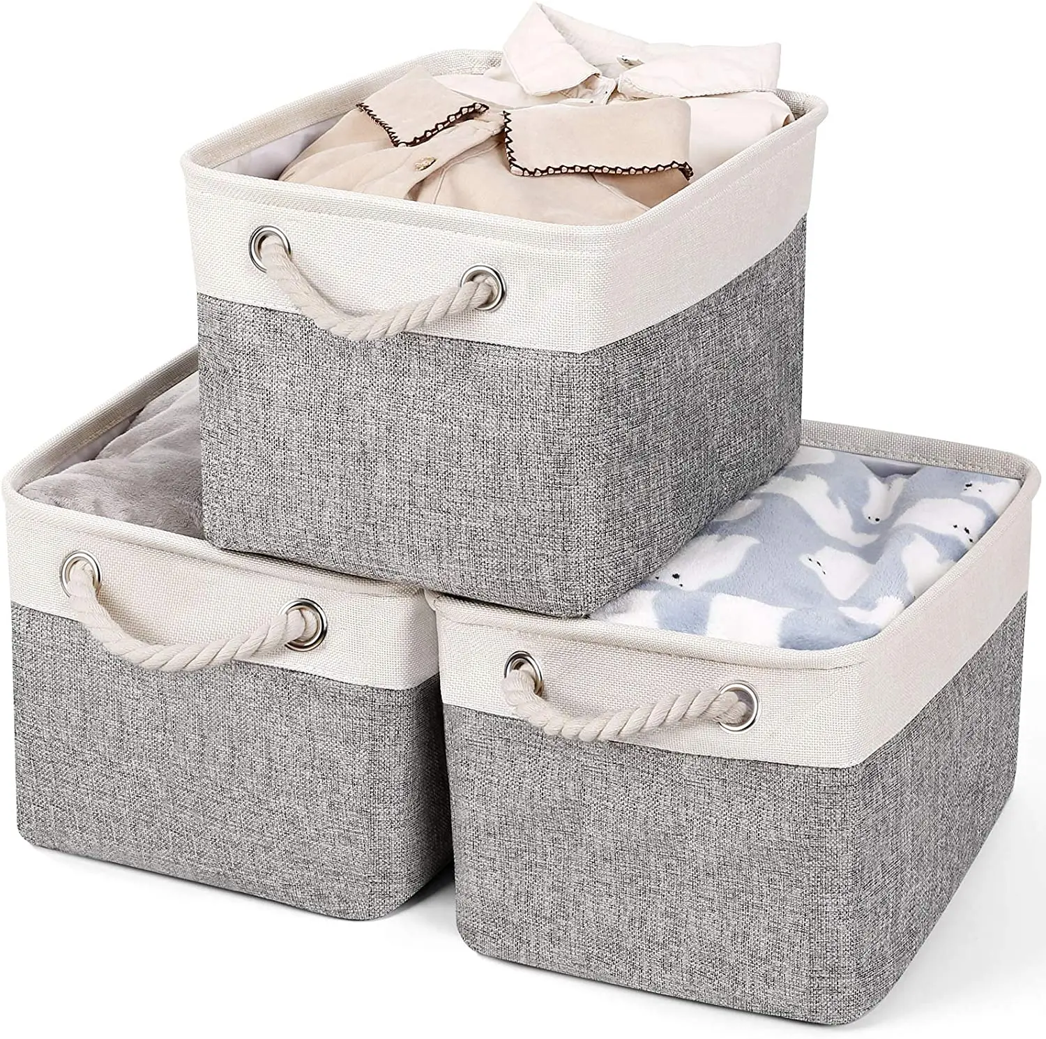 Foldable Storage Bins Storage Baskets,Collapsible Organizer Sturdy Fabric Storage Box with Handles,Large Toys Storage Box