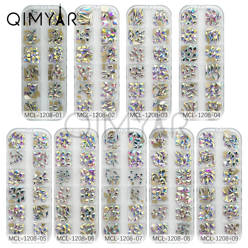 High Quality Press On Nails Diamond AB Crystal Glass Rhinestones Box