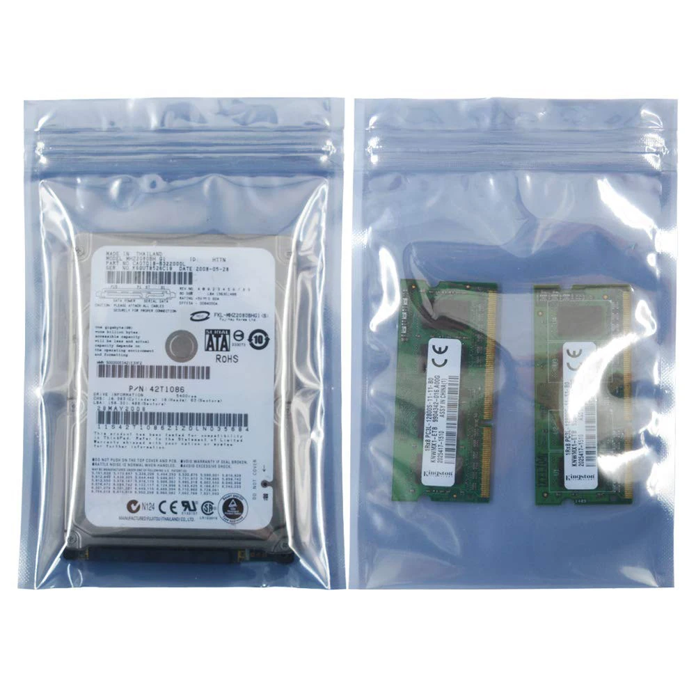 ESD Shielding Bag with Anti-Static Labels for Hard Drive SSD HDD Motherboard, Resealable Antistatic Bags