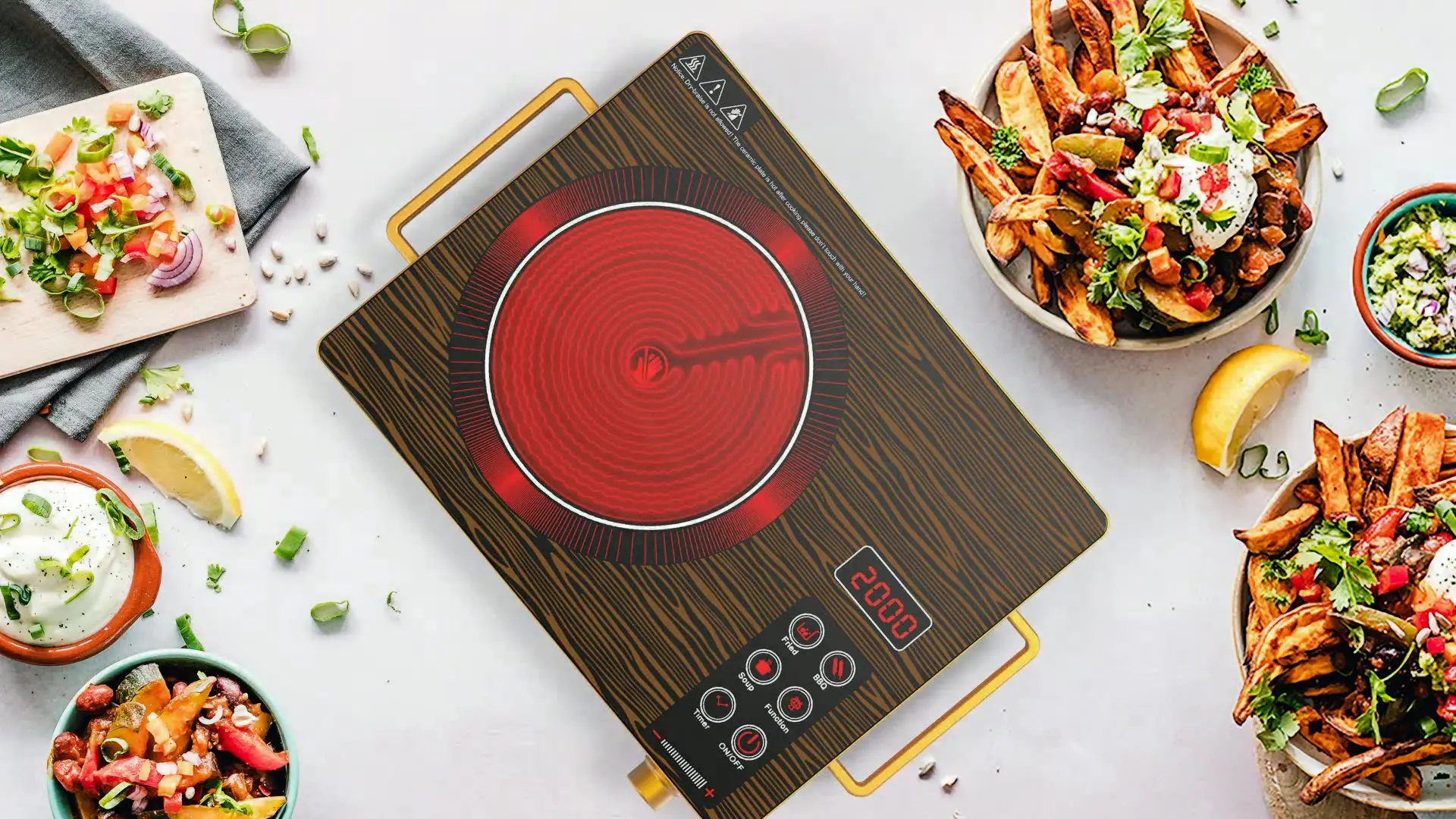 Newly Temp Control Kitchen Induction Cooker Electric Ceramic Glass Induction Cooktop Single Burner with Free Spare Parts
