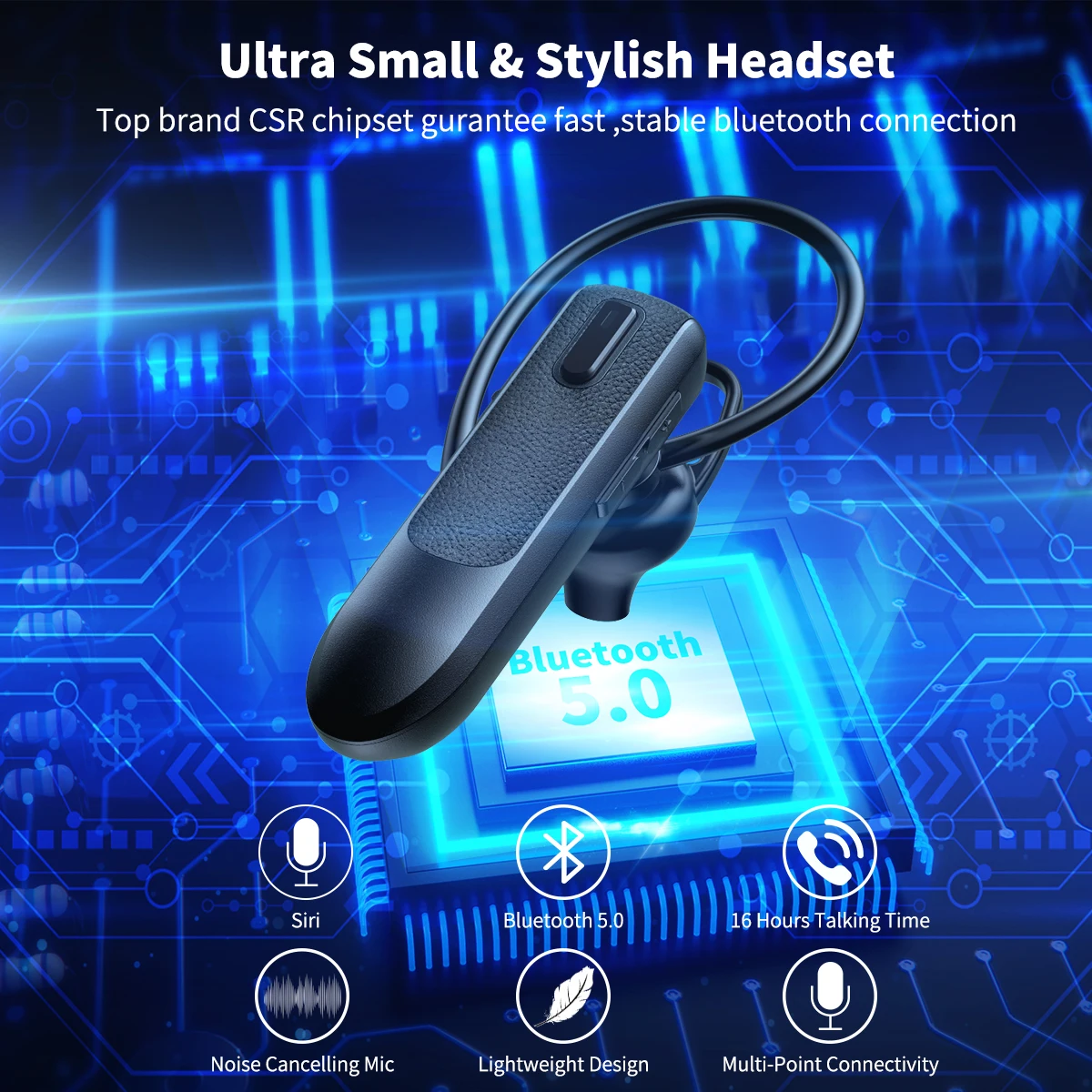 Teeline M7 16hrs talking noise cancelling True Single Wireless Earphone Stereo Earpiece Earphone BT 5.0 Wireless TWS Earbuds