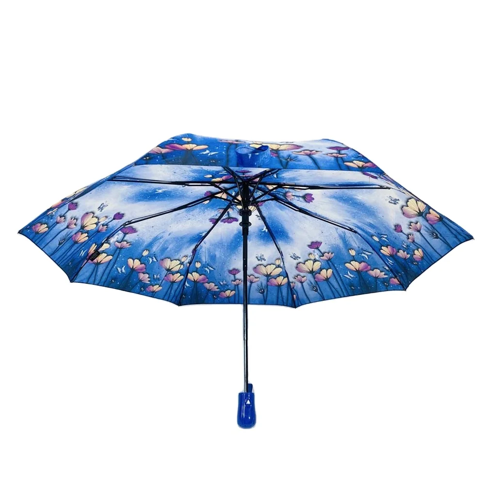 OVIDA sun city lightweight wholesale cheap ladies auto open  compact and portable 3 folding umbrellas with Customized Logo