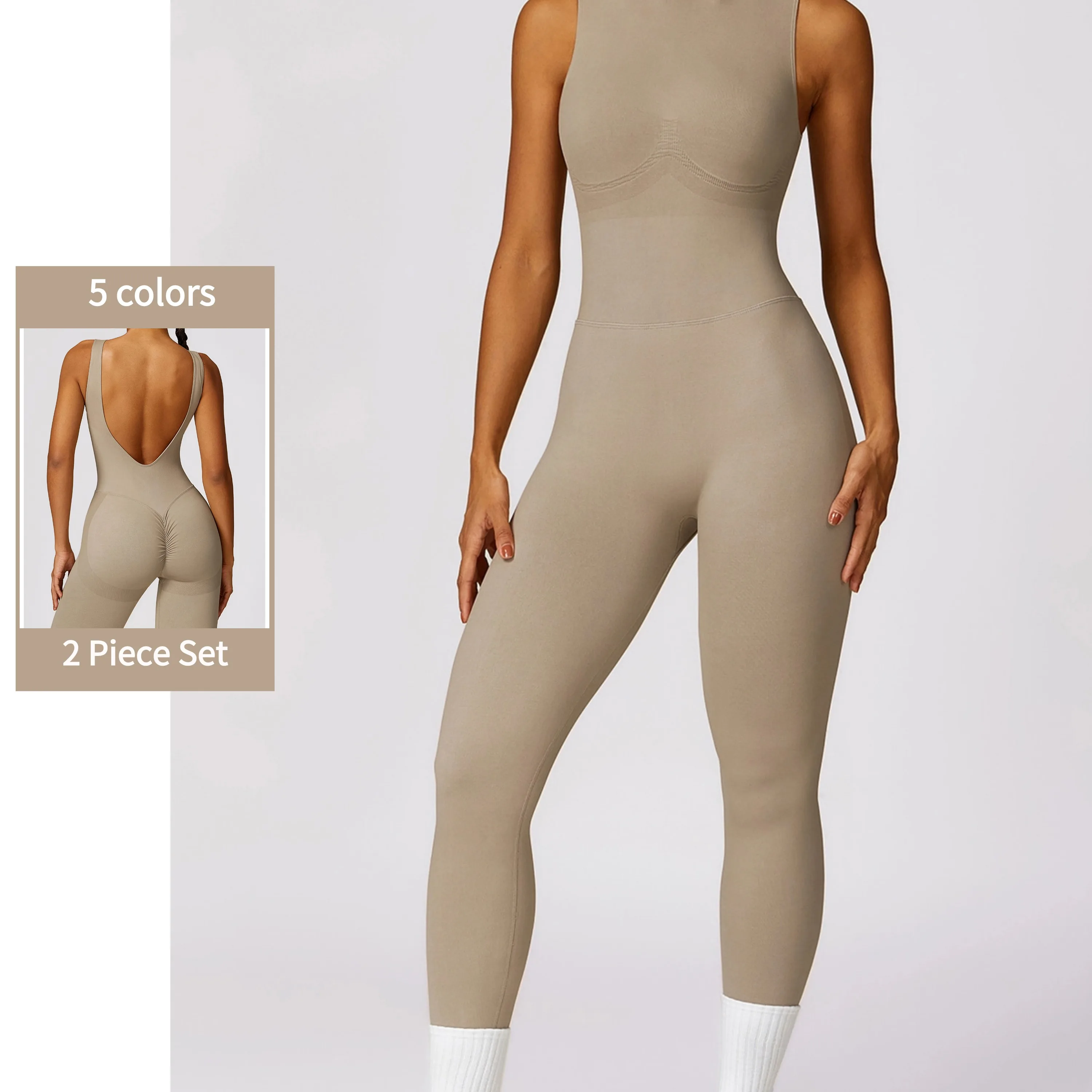 Women Custom Logo Backless Sport Active Wear Gym Workout Seamless Romper Yoga Jumpsuit it One Piece Yoga Jumpsuit