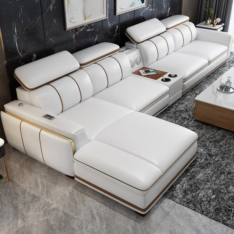 European Style Modern Sectional Luxury Pure Genuine italian Leather Sofa Set 7 Seater