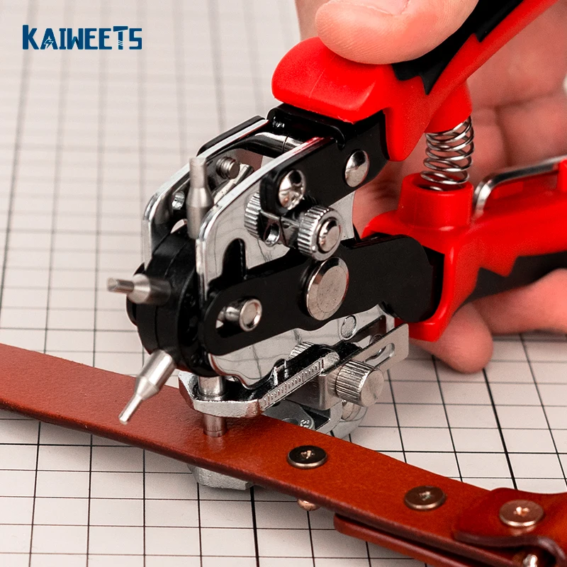Leather Belt Hole Punch Set with 6 Holes Size Tool for Revolving Leather Belt Hand Hole Puncher