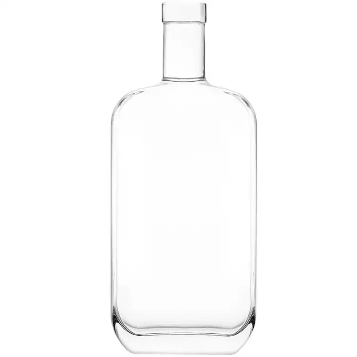 Factory direct sales premium oval flat shaped clear flint whisky bottles 750ml for spirits