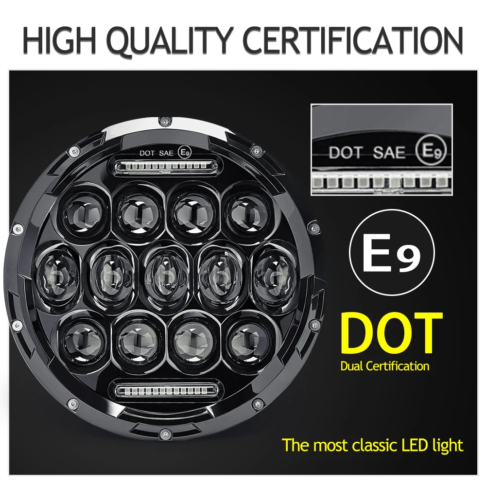 Super Bright Remote control 30w/50w Led Drl APP Angel Eye Round RGB 7 inch LED Headlight