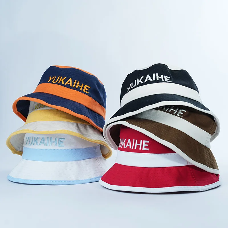 YKH OEM Customized Outdoor Fishermen Cap, Embroidery Stripe Bucket Hat, High Quality Bucket Hats Manufacturers