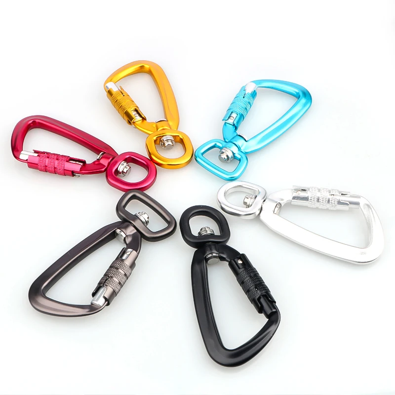 
Self Swivel Rock Climbing Carabiner Aviation Aluminum Dog Leash Carabiners Auto Locking Swivel Hook Climbing caribeaner 