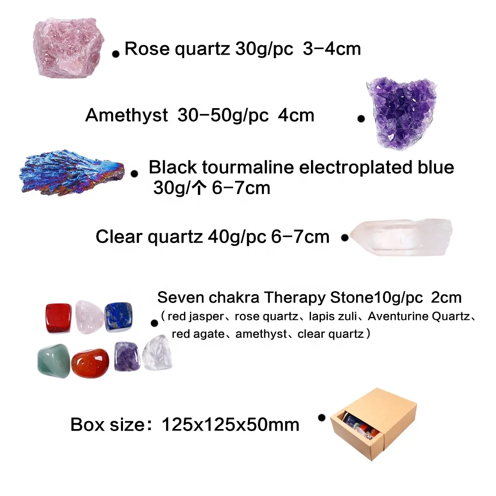 wholesale natural Mineral specimens Chakras stone Gift box crystals healing stones