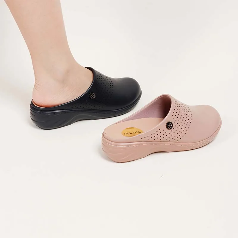 Breathable Hole Casual Women Wedge Slippers Comfortable Insole Round Toe Wedge Mules Shoes Daily Wear Dating Half Shoes