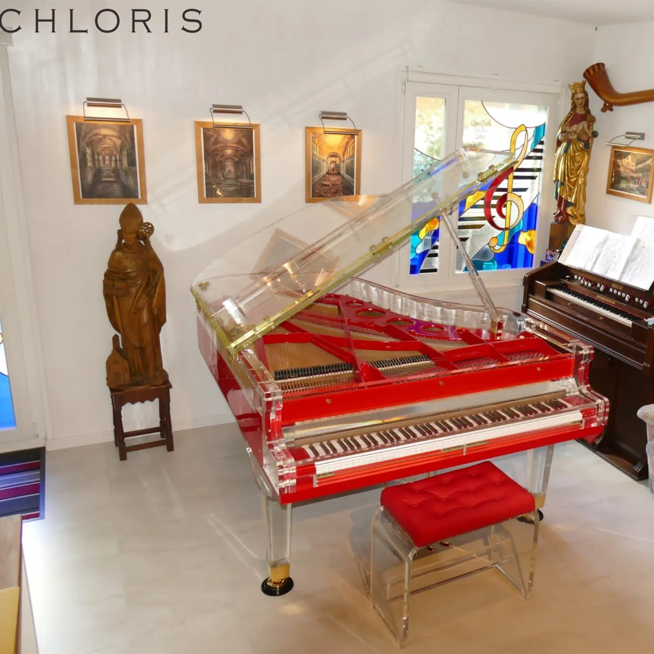 New brand Crystal  Piano  HG-186A Grand Piano red colour  for Home Luxury  Furniture