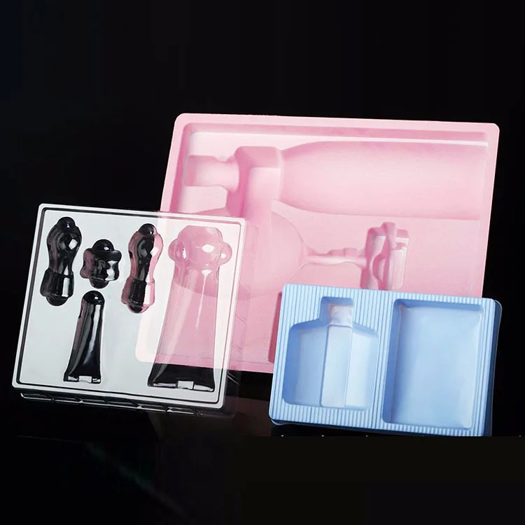 Accept Custom Vacuum Formed Insert Flocked Plastic Cosmetic Blister Tray  Plastic Blister Flocking Tray