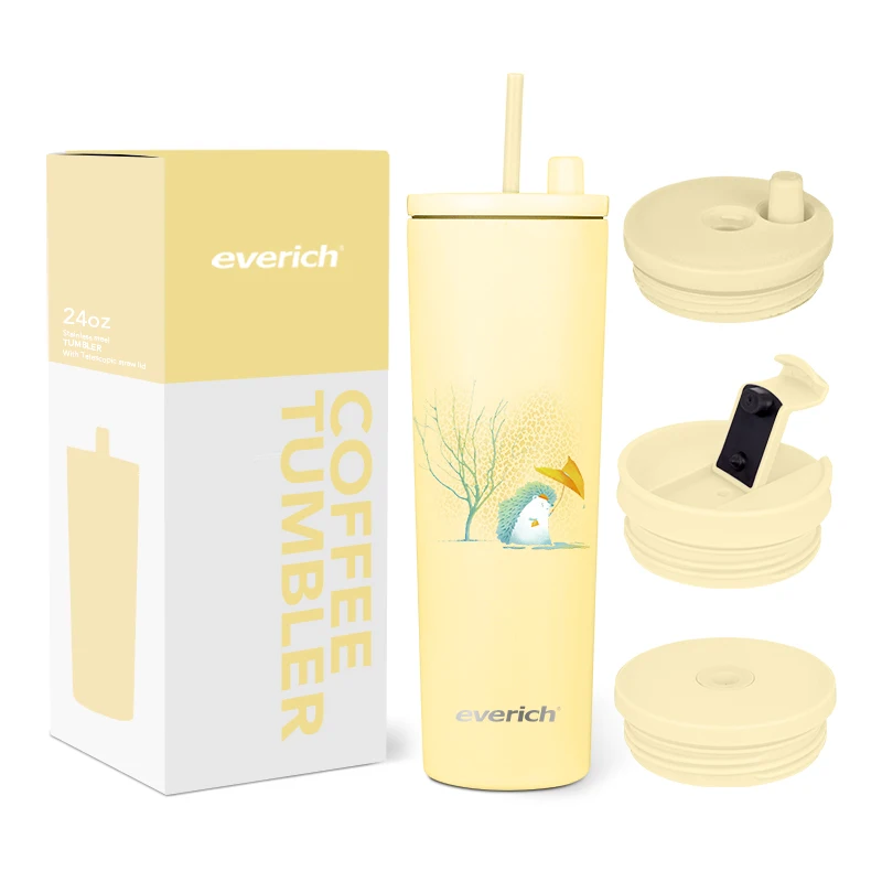 Children Cute popular Everich ODM Portable straw  8oz 12 oz 15 oz coffee cups  Stainless steel travel coffee mug insulated