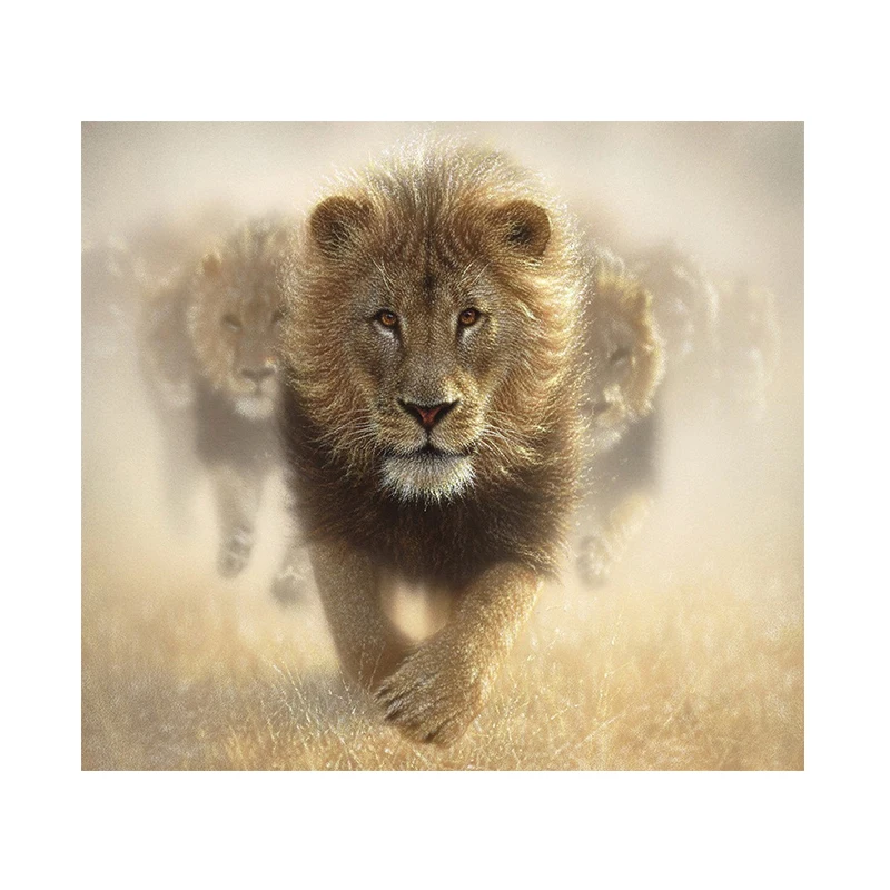 Factory Hot 5D Diamond Painting Lion Acrylic Cross Stitch Wild Animals Hand Painted Home Goods Wall Art Canvas Painting