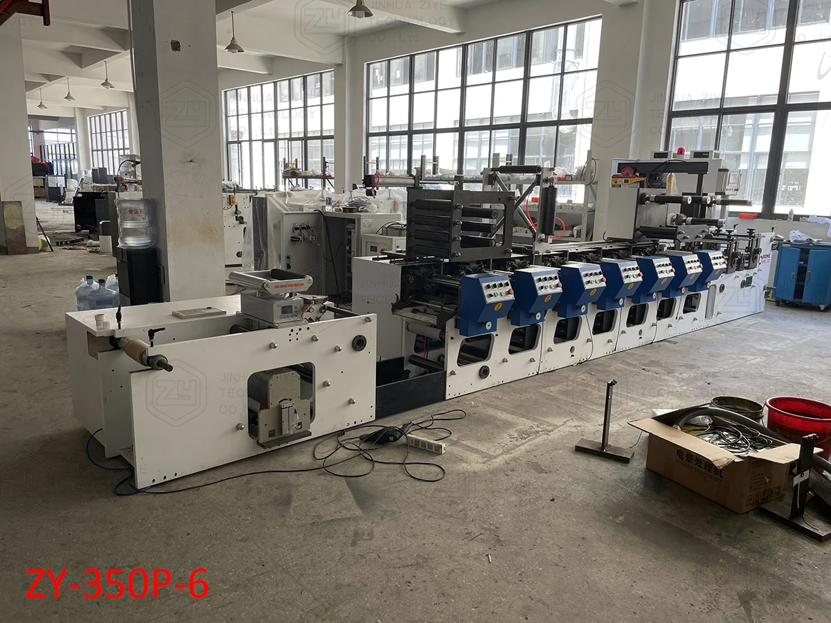 ZY-350P 6 Color Narrow Web Servo Motor Petal Type Intermittent Flexo Flexographic Printing Machine