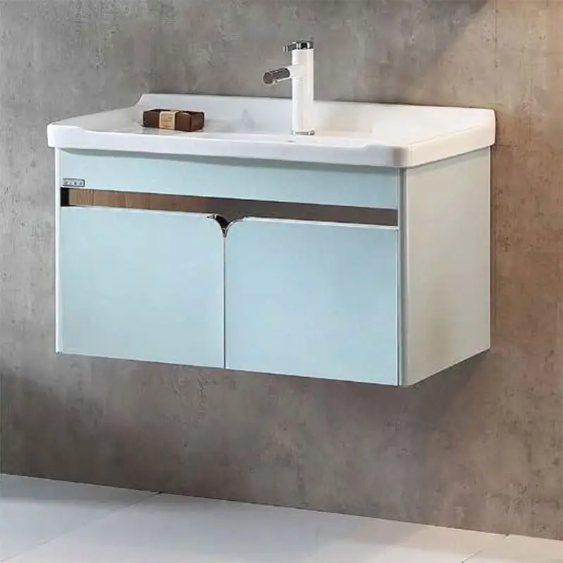 Wall Mounted Hung Vanity Unit with Ceramic Basin 600mm Bathroom Cloakroom Storage Furniture Drop down Cupboard and Sink White