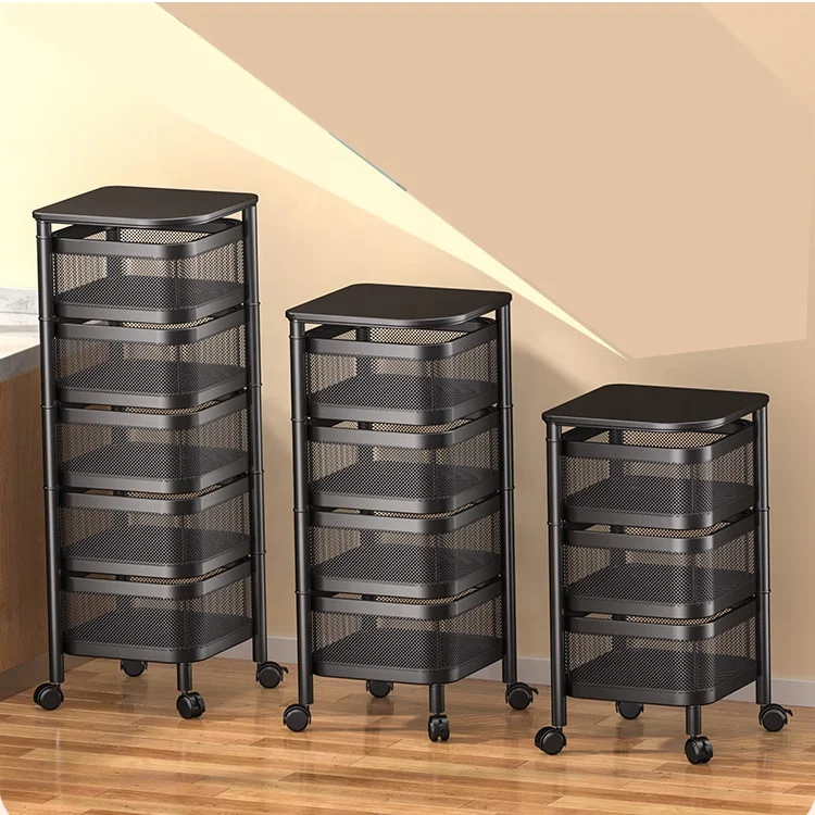 Rotatable Vegetable Rack Upgrade Square Multi-layer Metal 2021 New Storage Holders & Racks for Fruit and Vegetable Storage Use