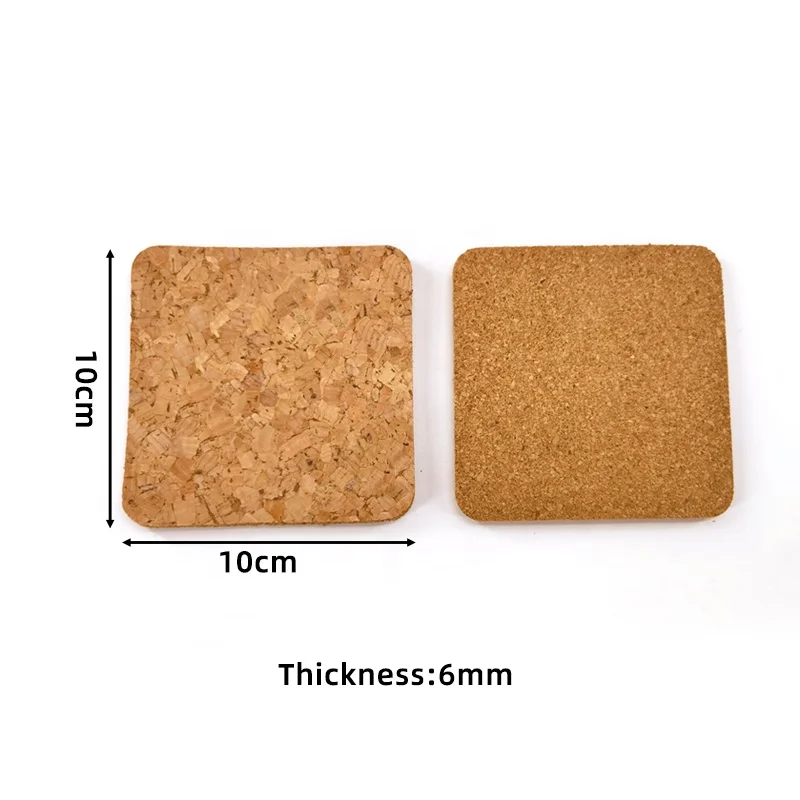 Mini pallet drink coffee cup coaster high quality custom blank plain round square shape solid cork wood coaster