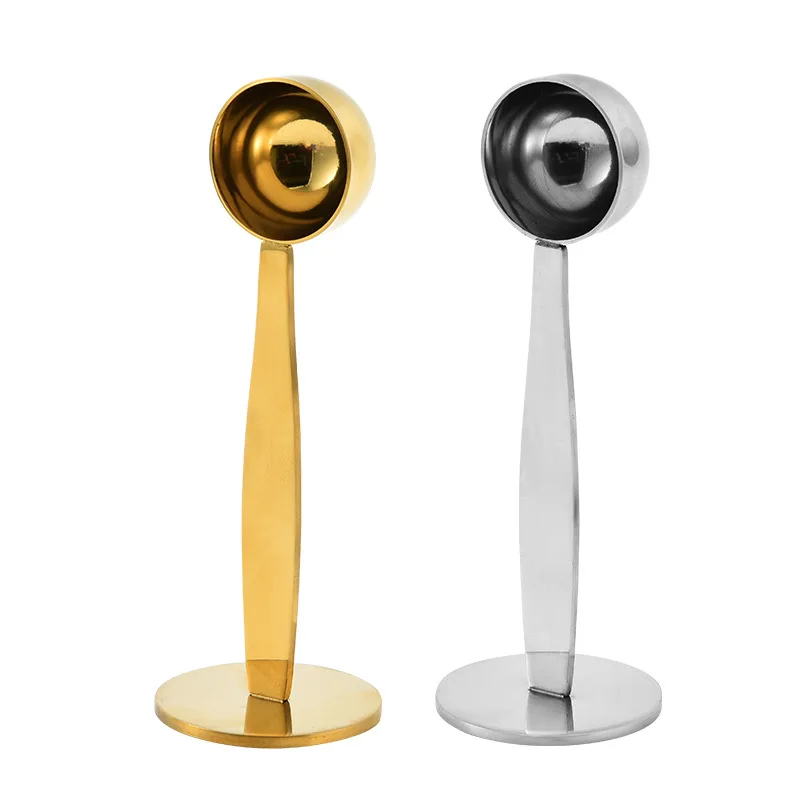 Dual-purpose Stainless Steel Scoop Powder Hammer Tamper Coffee Bean Measuring Spoon