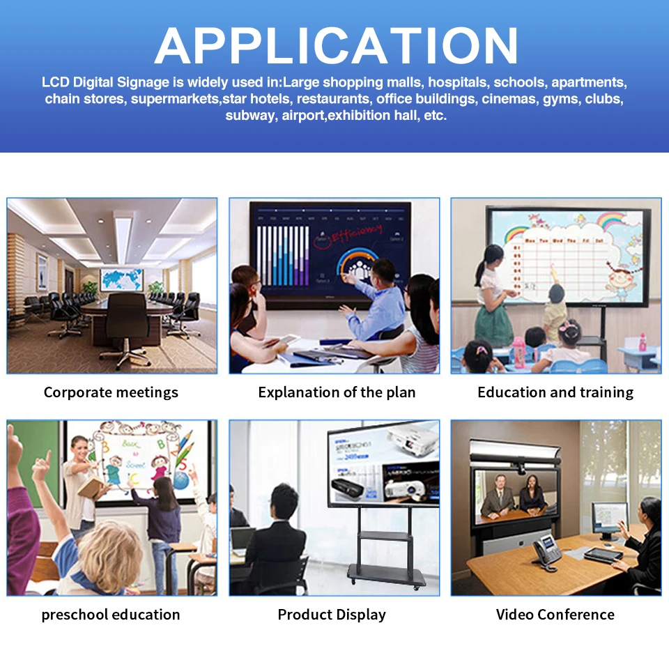 100/85/75/65Inch 4K Resolution Interactive Board All-In-One LCD Touch Screen Monitor Smart Whiteboard for Enhanced Collaboration