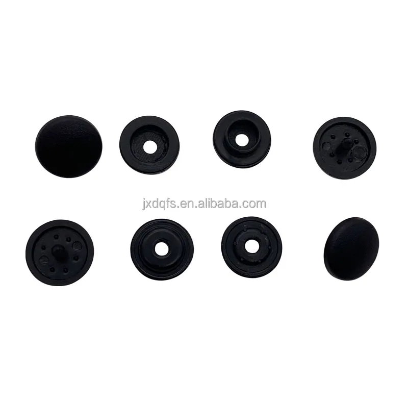 black plastic Snap button fastener double cap 4 parts for a set 14 mm coats Snap Button Press Stud for clothes and bags