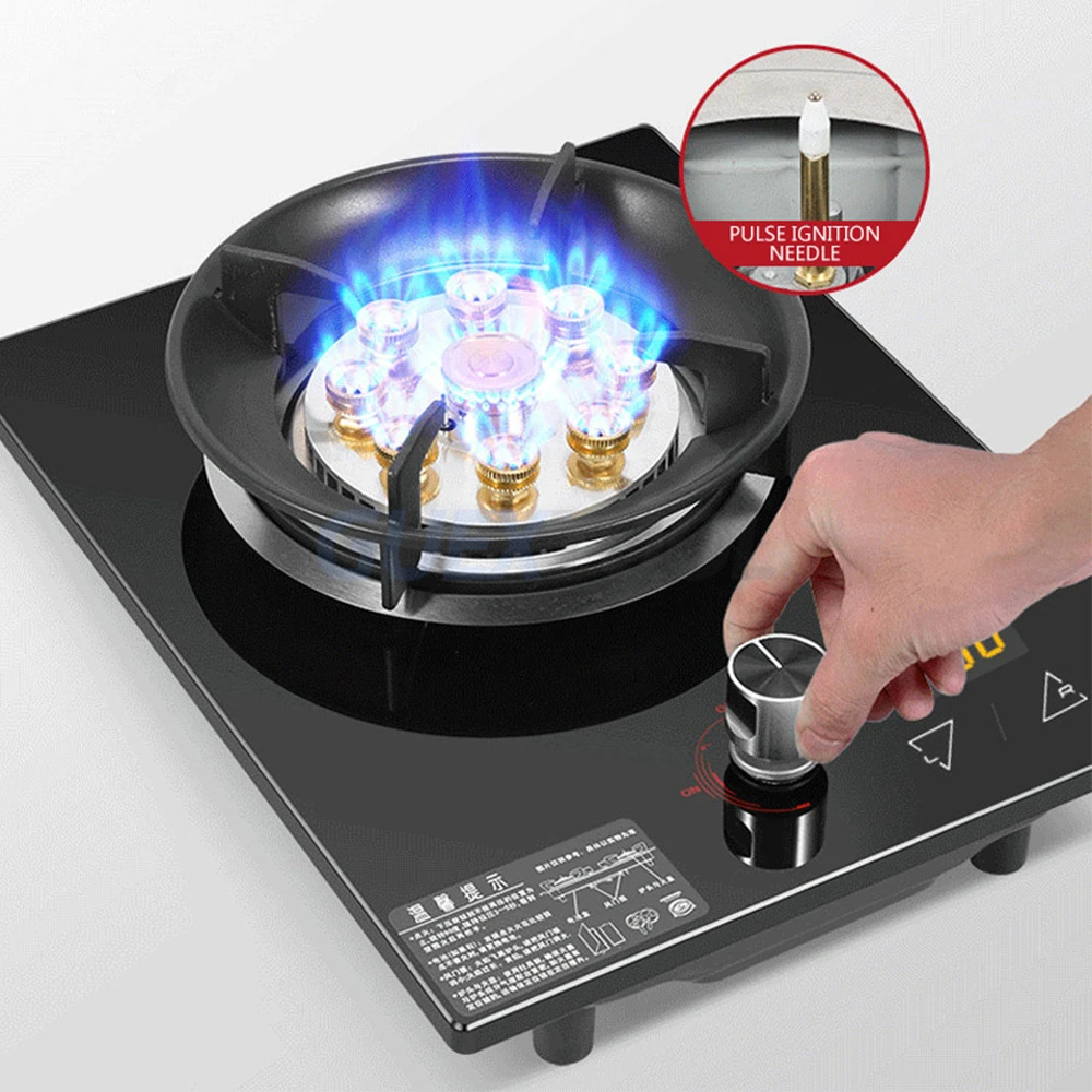 Wholesale Household Gas Stove Desktop Embedded Single Stove Nine Head Fire Toughened Glass Pulse Ignition Cooker