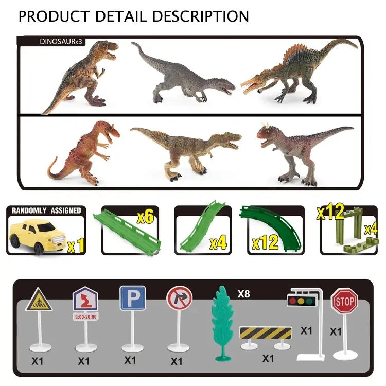 New Battery Operated Rail Race Car Slot Track Sets Toy Dinosaur Racing Track Car Adventure Toys