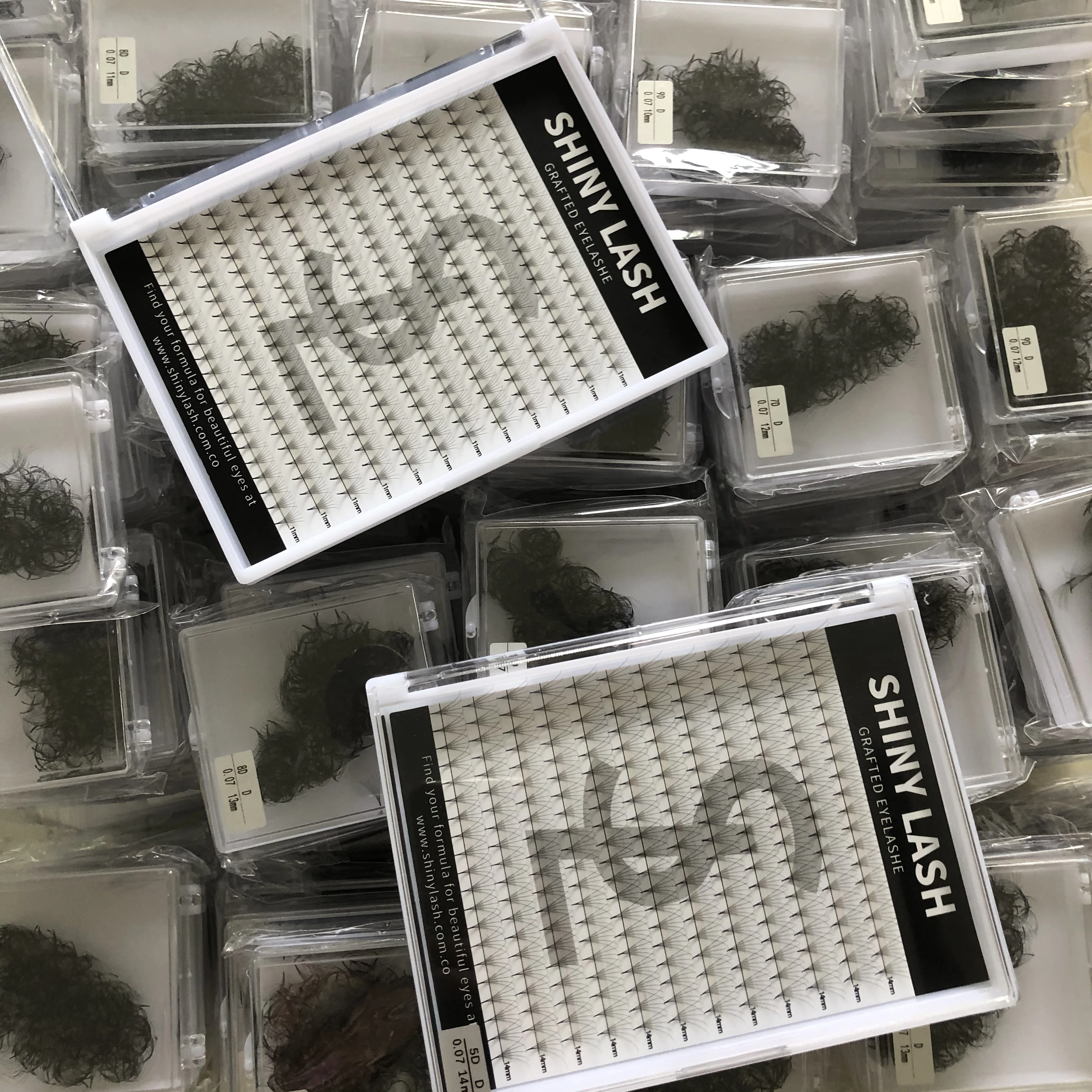 3D 4D 5D 6D 7D 8D 9D 10D 12D 14D 20D 0.07mm 0.10mm Thickness Soft Silk Korean PBT Fiber  XL PROMADE TRAYS 3D 007 Fan Eyelashes