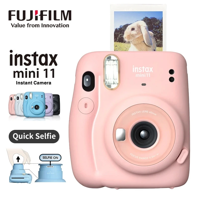 Оригинальная фотокамера Fuji Instax Mini11 оригинальная фотобумага Fujifilm розового/синего/серого/белого/фиолетового цвета Mini лидер