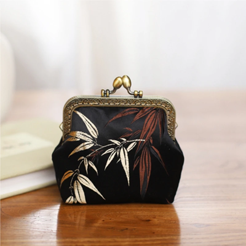 Flower Embroidered Gift Pouch Silk Coin Purse for Women