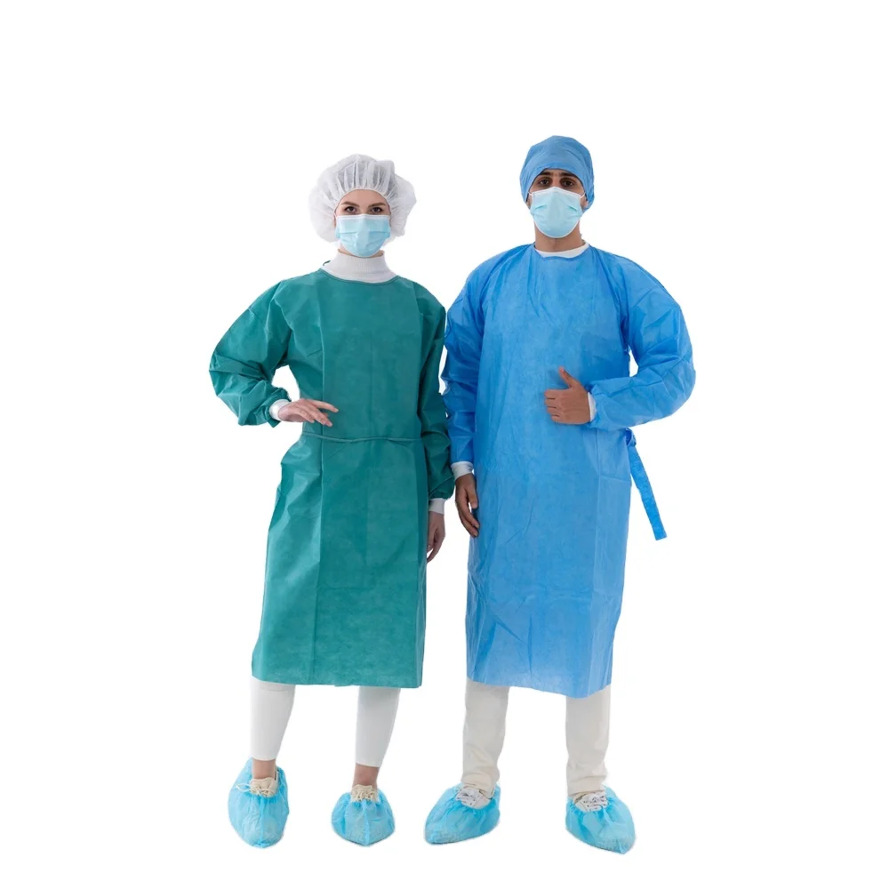 XZB Disposable Isolation Gowns  Blue Level 2 SMS 45gsm Non-Woven Material  PPE Gowns  for Dental Medical Use Fluid-Resistant