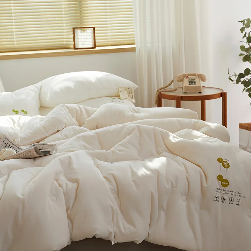 Hot sale Japanese Soft Single Double Bedding Spring And Autumn Pure Cotton Warm Down Soybean Fiber Quilting Quilt For Home Hotel